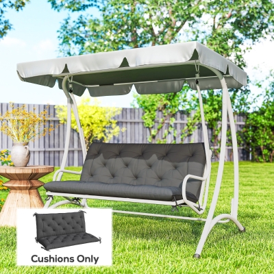 Outsunny 2 Seater Garden Bench Cushion, Soft Thick Outdoor Non-Slip 2 Seater Soft Pad With Backrest for Garden Patio, 47" x 43" x 5", Black