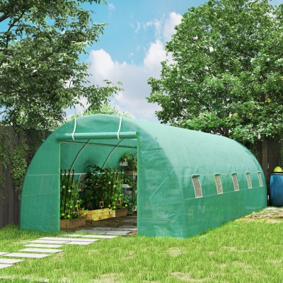 Outsunny 26' x 10' x 6.6' Large Walk in Tunnel Greenhouse Garden Plant Seed Green House Premium Steel Frame