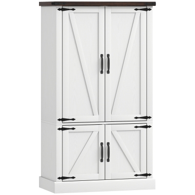 HOMCOM 53.5" Pantry Cabinet, Kitchen Storage Cabinet with Adjustable Shelves, 6 Door Spice Racks for Dining Room, White