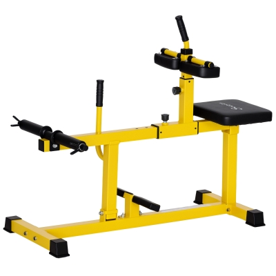 Soozier Adjustable Steel Seated Calf Raise Gym Equipment, Yellow