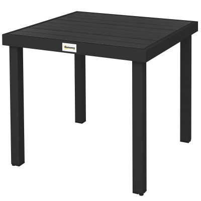 Outsunny Patio Dining Table for 4, Square Aluminum Outdoor Table for Garden Lawn Backyard, Black