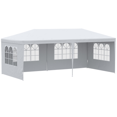 Outsunny 20' x 10' Gazebo Canopy Tent, White with 4 Windows
