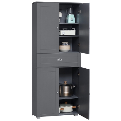 HOMCOM 72" Kitchen Pantry Cabinet with Adjustable Shelves, Gray