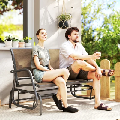 Double Patio Glider 47.25" x 27.5" x 33.5" Light Mixed Brown