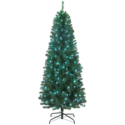 HOMCOM 6ft Slim Artificial Christmas Tree with Lights & Remote