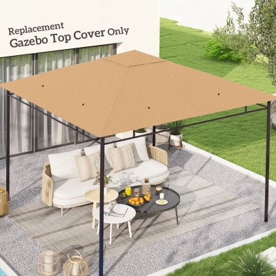 Outsunny 10' x 10' Square Gazebo Canopy Replacement UV Protected Top Cover Sun Shade Beige