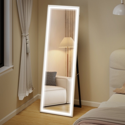HOMCOM LED Mirror with Dimmable and 3 Colour Lights, 64" x 21" Rectangular Full Body Mirror for Bedroom Living Room, White
