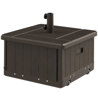 Outsunny 3-in-1 Outdoor Umbrella Base, Table & Planter, 175 lbs, Brown