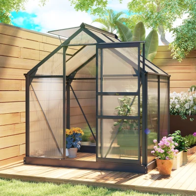 Lean to Green House 74.75" x 52" x 79.25" Gray
