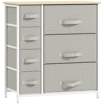 HOMCOM 7-Drawer Dresser Organizer Unit, Light Gray Fabric Bins