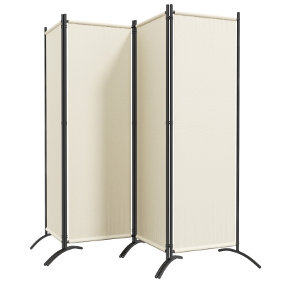 Outsunny Folding Room Divider, Privacy Screen for Home Office Bedroom, 5.6FT Tall, Cream White