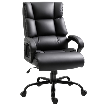 Vinsetto Ergonomic Heavy-Duty Office Chair with Adjustable Height, PU Leather, Rocker, 360° Swivel, 400lbs Capacity, Black