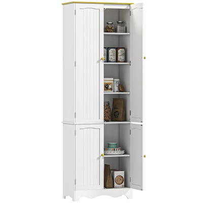 HOMCOM Freestanding Storage Cabinet, Kitchen Pantry Cabinet with 4 Shelves, 4 Doors, Kitchen Storage Cabinets for Dining Room