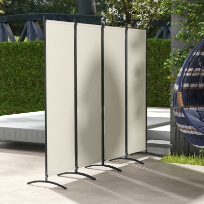 Outsunny Folding Room Divider, Privacy Screen for Home Office Bedroom, 5.6FT Tall, Cream White