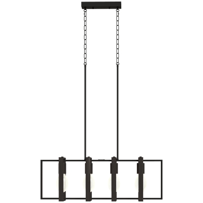 HOMCOM Farmhouse Kitchen Island Lighting, Linear Pendant Light with 4 Rotatable Frames and Adjustable Height, Black