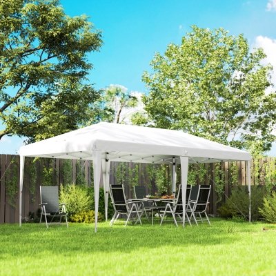 Outsunny 10' x 19' Pop Up Tent Garden Outdoor Party Tent Easy Set Up Gazebo Canopy Market Event Sunshade White