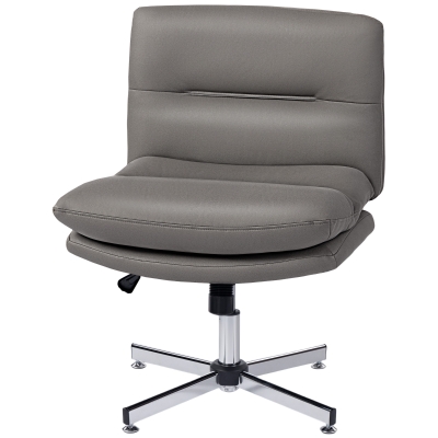 HOMCOM Armless Office Chair, Criss Cross Chair with Adjustable Height & Tilt Function for Home Office, Study, Grey