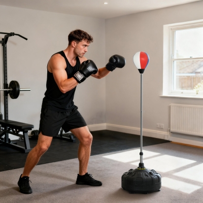 Soozier Reflex Bag, Speed Bag with Stand, 57.9" -65" Height Adjustable, for Home Gym Boxing Training