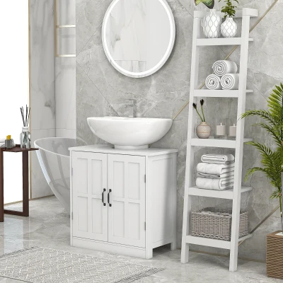 Kleankin Bathroom Sink Cabinet, White with Adjustable Shelf