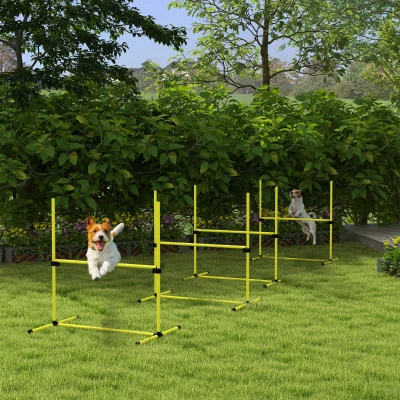 PawHut 4-Piece Dog Agility Set with Adjustable Jump Bars, Yellow