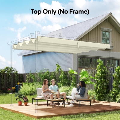 Outsunny 8' x 9.4' Retractable Pergola Canopy Replacement, Fit 7' x 10' Frame, UV30+ Pergola Cover Top Only, Cream