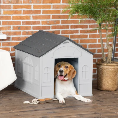 PawHut Water Resistant Pet House for Small/Medium Dogs, Gray