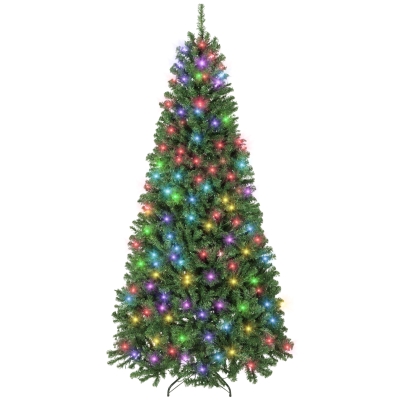 HOMCOM 7.5ft Prelit Christmas Tree with RGB LEDs & Remote