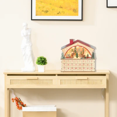 HOMCOM Wooden Christmas Advent Calendar with 24 Drawers & LED Lights