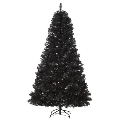 HOMCOM 7ft Unlit Douglas Fir Christmas Tree, Black Halloween Style