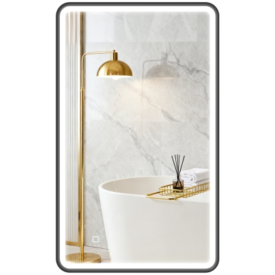 HOMCOM 40" x 24" Bath Mirror with LED Lights, Wall Mounted Restroom Mirror, 3 Colours, Dimmable, Horizontal/Vertical, Black