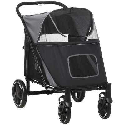 PawHut Dog Stroller for Pets up to 66 lbs, Foldable, Gray