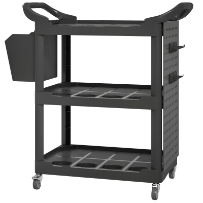 HOMCOM 3-Tier Rolling Utility Tool Cart, 200 LBS, Black