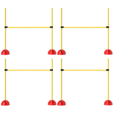 PawHut Dog Agility Training Equipment, 4 PCS Obstacle Course with Height Adjustable Jump Hurdle and Bag, Yellow