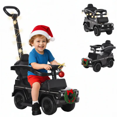 Aosom Mercedes-Benz G350 Licensed Push Car, 3-in-1 Toddler Sliding Car with Horn, Steering, Foot Rest, Seat Storage, Black