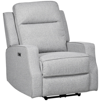 HOMCOM Electric Power Recliner Sofa with USB & Retractable Footrest, Gray
