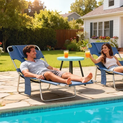 Outsunny Folding Outdoor Chaise Lounge Chair, Adjustable, Gray