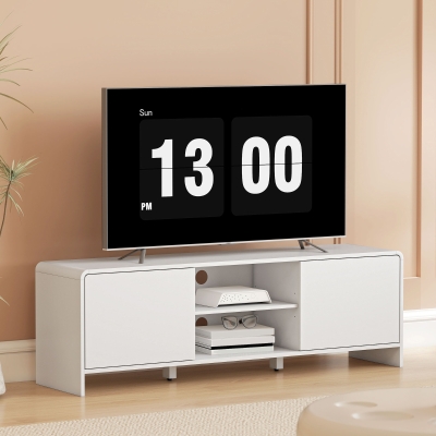 HOMCOM TV Stand for up to 65 Inch TV, Nordic Entertainment Center with 2 Cabinets and 2 Open Shelves for Living Room, White