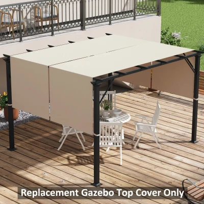 Outsunny 2 Pcs Pergola Canopy, UV Protection Shade Cover, Khaki