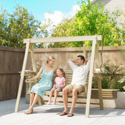 Swing Bench 78" W x 47.2" D x 67.3" H Natural Wood