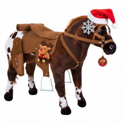 Qaba Ride-On Horse Toy for Toddlers 3-5, Soft Brown Animal