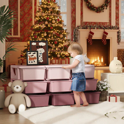 Qaba 29.5" 3-Tier Kids Storage Dresser Tower, Pink