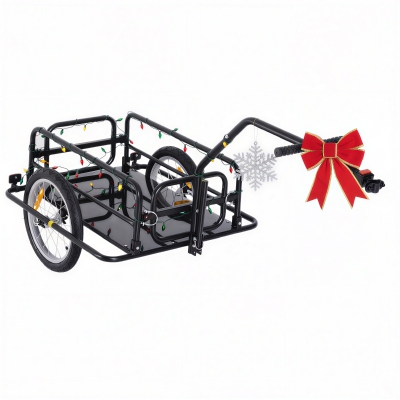 Aosom Heavy-Duty Bike Cargo Trailer, 16" Wheels, Black