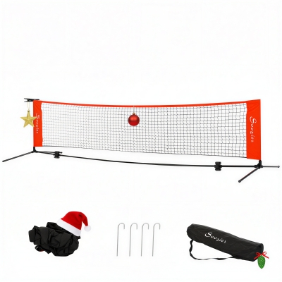Soozier 10ft Portable Soccer Tennis Net with Storage Bag, Red