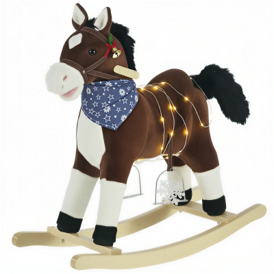 Qaba Kids Plush Ride-On Rocking Horse Toy, Brown