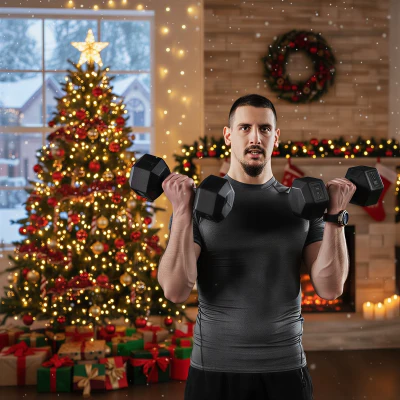 Soozier Hex Rubber Dumbbell Set, No Rolling