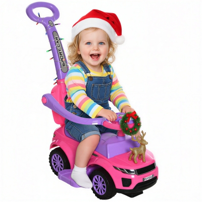 Aosom 2-in-1 Push Car for Toddlers, Pink Ride-On Stroller
