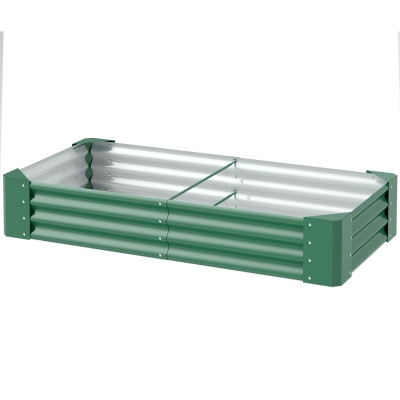 Outsunny 6 x 3 x 1ft Galvanized Raised Garden Bed, Reinforced Outdoor Planter Box with Open Bottom, Green