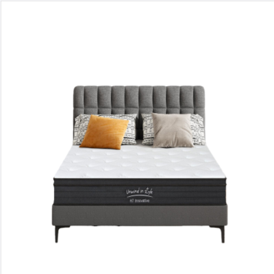 8'' Full Memory Foam Hybrid Mattress with Pocket Springs, Mattress Pad with Compressed and Vacuum-Sealed, 60'' L x 80'' W x 8'' H, White+gray