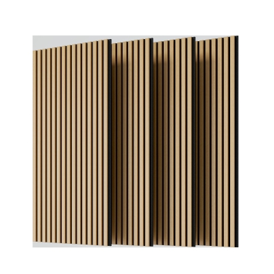 4-Pack Wood Slat Acoustic Wall Panels with MDF & High-Density Polyester, White Oak