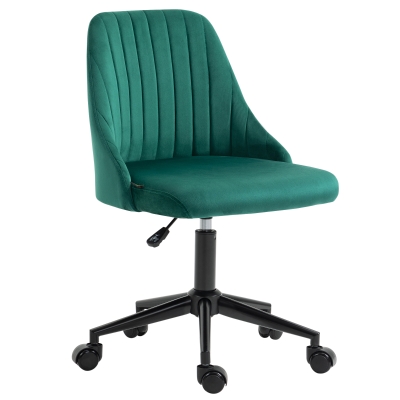 Vinsetto Velvet Swivel Office Chair, Scallop Shape, Green